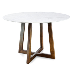 Odin 1.15m Round Marble Dining Table - Dark Brown Base